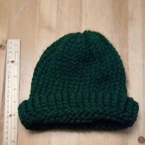 Cozy Green Crochet Knit Vintage Beanie for Kids.